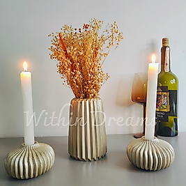 Platin Bohem Vazo &Şamdan  Seti