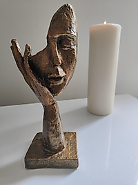 Altın eskitme Rustik Soyut Yüz Biblo