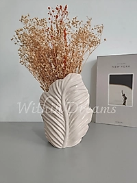 Yaprak Vazo Bej &19 cm