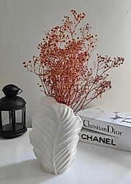 Yaprak Vazo Beyaz & 19 cm