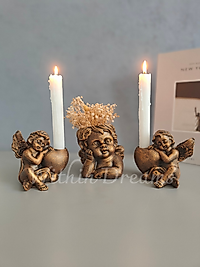 Altın Eskitme Melek Vazo &Şamdan Seti