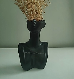 Siyah Modern Yüz Formlu Vazo & 12x20cm