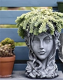 Gri Eskitme Tanrıça Saksı&Vazo&Biblo