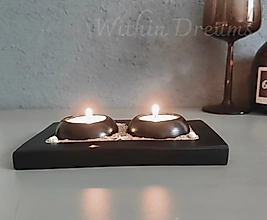 Siyah  3 parçalı mumluk seti