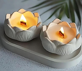 Beyaz Lotus Mumluk & 2'li Set