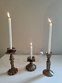 Altın eskitme Vintage Şamdan Takımı