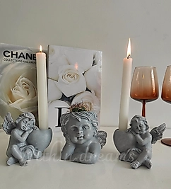 Gri Eskitme  Melek Vazo &Şamdan Seti