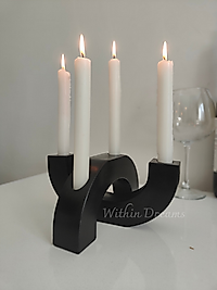 Siyah Modern 2'li Şamdan Takımı & 11x21