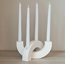 Beyaz Modern 2'li Şamdan Takımı & 11x21