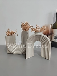 Gümüş İkili Dekoratif U Vazo &15 cm