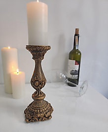 Vintage  Altın Eskitme Şamdan & 28 cm