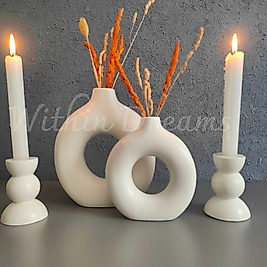 Bohem Halka Vazo& Şamdan Seti