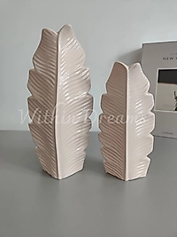 2'li Bej Yaprak Vazo Seti